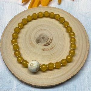 Lemon Quartz and Crazy Lace Agate Stretch Bracelet